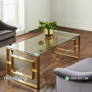 Meja Tamu Stainless Kaca Model Minimalis Modern nataliving furniture