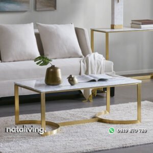 Meja Tamu Stainless Modern Top Marmer Minimalis nataliving furniture