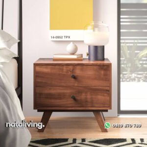 Nakas 2 Laci Kayu Jati Minimalis Kaki Retro nataliving furniture