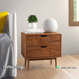 Nakas Jati Minimalis Lea Model 2 Laci Terbaru nataliving furniture