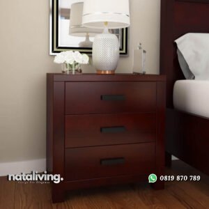Nakas Kayu Jati Minimalis Modern In Red Wine nataliving furniture
