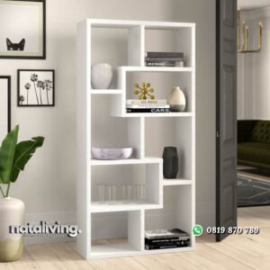 Rak Buku Minimalis Modern Terbaru White nataliving furniture