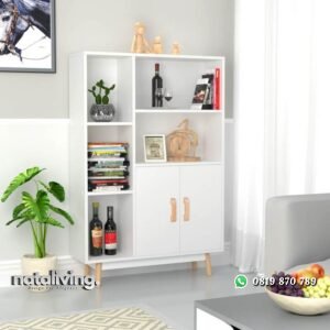 Rak Buku Minimalis Modern Warna Putih Terbaru nataliving furniture