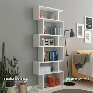 Rak Buku Putih Minimalis Levingston Model Terbaru nataliving furniture
