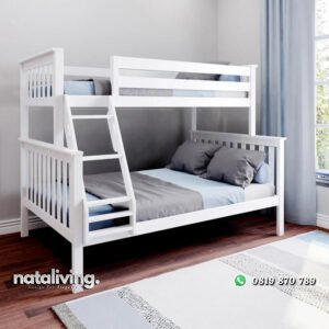 Ranjang Tingkat Duco Putih Model Minimalis nataliving furniture