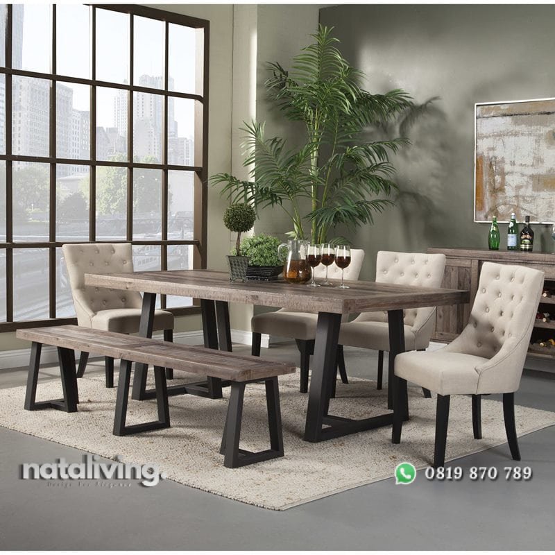 Set Meja Makan Antik Kaki Besi Mewah nataliving furniture 1 Set Meja Makan Antik Kaki Besi Mewah nataliving furniture 1