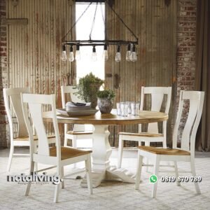Set Meja Makan Putih Bundar nataliving furniture