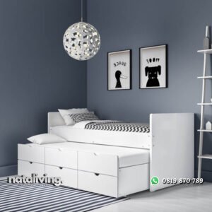 Tempat Tidur Anak Modern Model Minimalis Sorong Laci nataliving furniture