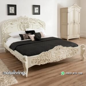 Tempat Tidur Mewah Rococo Putih nataliving furniture