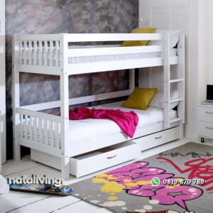 Tempat Tidur Tingkat Kayu Gaya Minimalis In White nataliving furniture