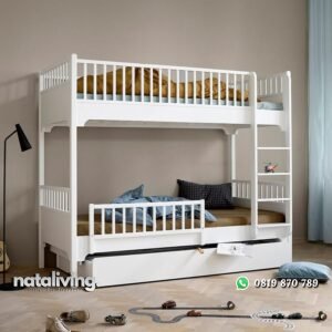 Tempat Tidur Tingkat Putih Bruno Model Minimalis nataliving furniture